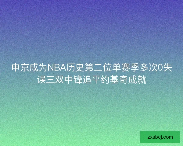 申京成为NBA历史第二位单赛季多次0失误三双中锋追平约基奇成就