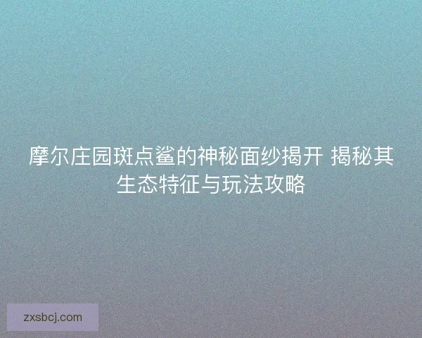 摩尔庄园斑点鲨的神秘面纱揭开 揭秘其生态特征与玩法攻略